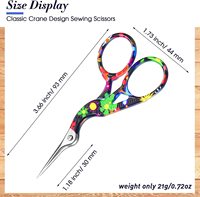 Ciseaux de manucure professionnels en acier inoxydable courbé et affûté, avec manche floral coloré et broderie fantaisie, motif cigogne, sur mesure