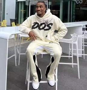 Ensemble assorti personnalisé pour femme, sweat-shirt à fermeture éclair et pantalon de survêtement, ensemble de survêtement délavé à l'acide, survêtement évasé, survêtement de jogging pour homme - Product Image 4