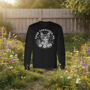 Maglietta a maniche lunghe per amanti dei gatti con motivo 'Rage Consumes Me' per scopi promozionali - Product Image 3