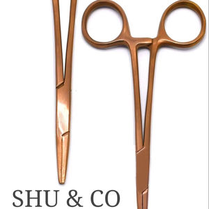 Ensemble Premium de 2 Pinces Hémostatiques Courbes Droites de 5 Pouces en Acier Inoxydable Or Rose Pinces à Verrouillage Idéales pour la Chirurgie par Shu&Co - Product Image 1