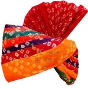 Rajasthani Tela de algodón Multicolor Bandhani Pagri Safa y turbante - Product Image 3
