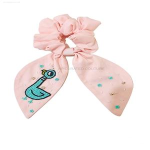 Customized Fashion Elegant Beaded <b>Scrunchies</b> <b>Hair</b> Accessory Indian Hand Embroidery Cotton Fabric Handcrafted Game Day accessory - Product Image 3