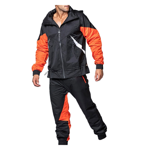 Conjunto Deportivo Personalizado para Hombre de Dos Piezas, Chaqueta Cortavientos y Pantalones, Ligero, de Nailon, con Cremallera, de Poliéster, con Patrón Sólido, Informal para Invierno - Product Image 1