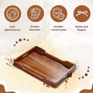 Plateau de service pliable en bois fait main avec poignée, design classique poli pour le salon, le petit-déjeuner, le café, les collations et le dîner - Product Image 3