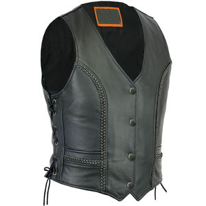 Chaleco de Cuero Genuino de Alta Calidad para Mujer, Resistente al Viento, Estilo Urbano, Hip Hop, Personalizable, OEM - Product Image 2