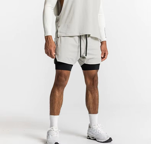 Short de sport 2-en-1 en toile respirante à séchage rapide pour hommes, sur mesure OEM, pour la course et le basket-ball en salle de sport-Style décontracté - Product Image 4