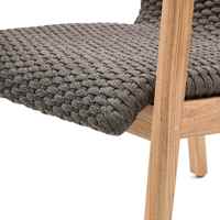 Fauteuils modernes en teck massif Wesie avec finition naturelle et corde en rotin, hauteur réglable pour salle à manger et villa
