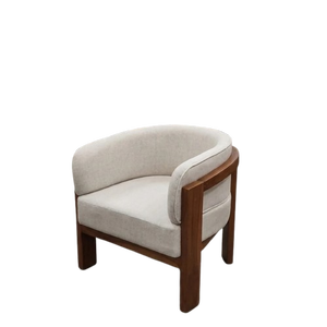 Cream Accent One Seat <b>Sofa</b> <b>Chair</b> Solid Wood Frame Tufted Lounge Armchair Minimalist Home Furniture for Living Room - Product Image 3