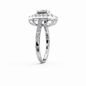 Bague Halo pour Femme en Argent Sterling avec Moissanite et Diamants, Sertissage Canal, pour Mariages, Fêtes, Anniversaires - Disponible en Gros - Product Image 2