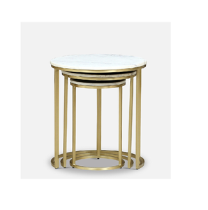 โต๊ะหินอ่อนและทองเหลืองสุดหรูโต๊ะหินอ่อนร้านอาหารแบบพิเศษขาสีทองปรับขนาดได้ตามต้องการ - Product Image 2