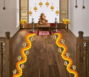 ชุดน้ำชา rangoli ทำจากทองเหลืองงานทำมือแผ่นรองเทียนตกแต่งงานคริสต์มาสของตกแต่งบ้านงานแต่งงานขึ้นบ้านใหม่ - Product Image 4