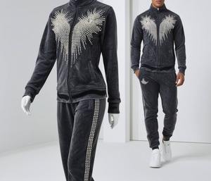 Survêtements déchirés personnalisés à la mode pour hommes Survêtements brodés déchirés Survêtement deux pièces pour l'hiver - Product Image 6