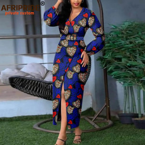 Abiti da Donna con Stampa Africana in Misto Cotone, Scollo a V, Stile Gotico per Club e Ufficio, Vita Impero, Silhouette Svasata, Casual ed Elegante - Product Image 6