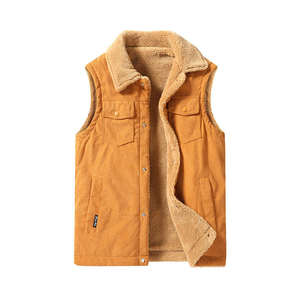 Top vente hommes hiver velours côtelé en peau de mouton gilet coupe-vent bulle conception Logo personnalisé doux fourrure vêtements d'extérieur - Product Image 3