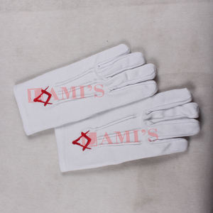 Gants Regalia de franc-maçon en coton à broderie rouge fabriqués en usine avec fonction anti-vibration Design respirant personnalisé Logo personnalisé - Product Image 6