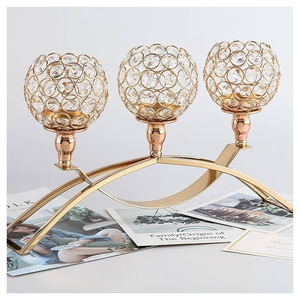 Bougeoirs chauffe-plat en cristal Chandeliers élégants en métal pour décoration de centre de table de mariage ou usage domestique - Product Image 6