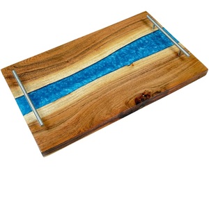 Plateau de service en bois époxy en résine de luxe pour la maison Restaurant Hôtel-Plateau décoratif de taille personnalisée pour la cuisine et la maison - Product Image 4
