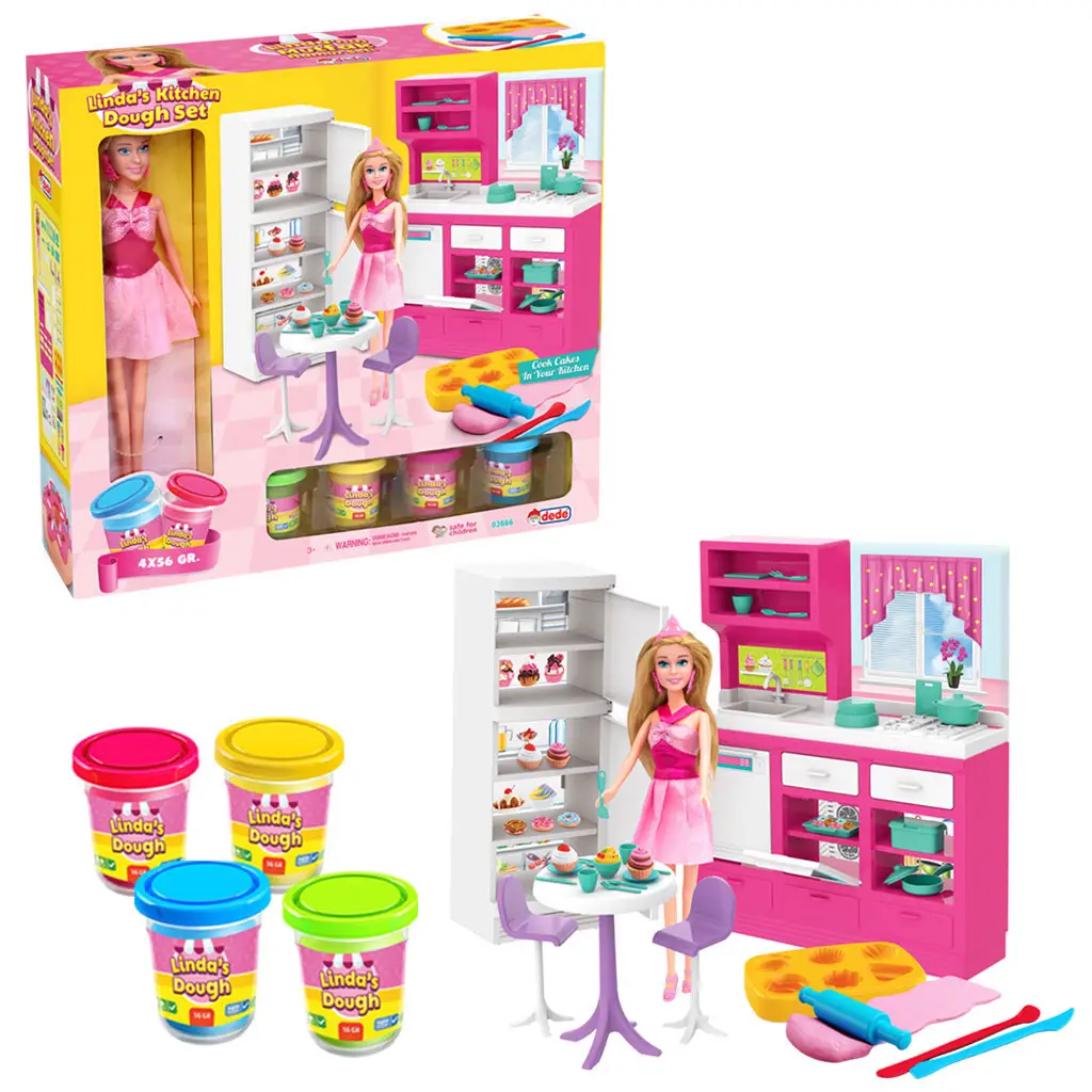 Linda'nın mutfak hamur seti oyun evleri ve aksesuarları mutfak ev tasarımı ile çocuklar için harika oyuncak rol yapma kızlar için