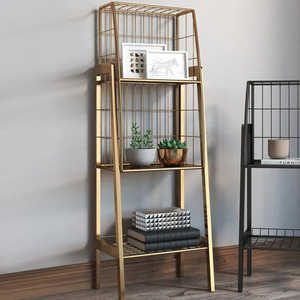 Industrial Metal <b>Office</b> Bookcase/<b>Bookshelf</b> Gold with 3-Tier Basket Award-Winning Design Easy to Clean - Product Image 1