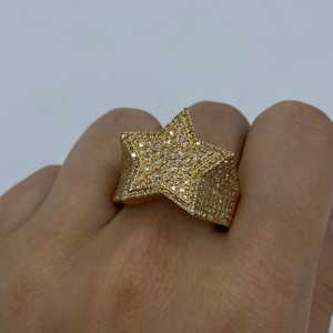 Unisex VVS Moissanite แหวนดาวเย็น10K สีทอง10K ประดับทองประดับหินอัญมณีคริสเตียนปรับแต่งได้ - Product Image 2