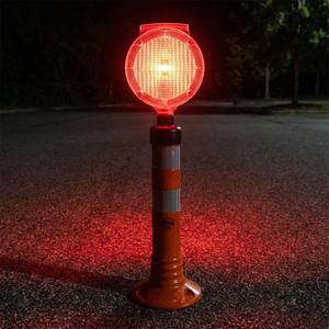 Aluminum & Plastic ABS PC <b>Solar</b> Round Flashing Traffic Warning <b>Light</b> Set-Orange - Product Image 2