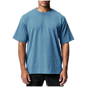 100% coton T-shirt respirant pour hommes T-shirt à manches courtes surdimensionné coupe ample O cou - Product Image 1