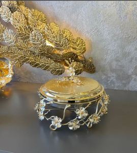 Gold Color Brass <b>Glass</b> Serving <b>Dish</b> Chafing <b>Dish</b> <b>Lid</b> Catering Home Restaurants Kitchenware Decorative Foods Tray Metal Material - Product Image 6