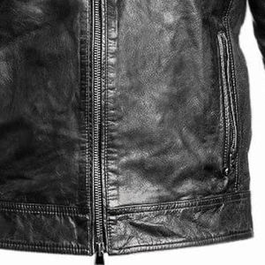 Veste pour homme coupe ajustée Produits de Offre Spéciale en cuir Veste en cuir zippée de haute qualité pour homme coupe-vent et chaude - Product Image 4