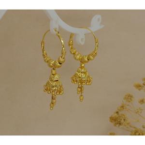 Pendientes de Aro Jhumka Indios Chapados en Oro de Alta Calidad para Mujer, Uso Diario Tradicional, Ligeros, Pendientes Colgantes, Joyería de Moda - Product Image 2