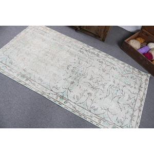 Tapis d'appoint vintage 3,1x6 pieds, tapis turc en laine blanc et bleu à pois - Product Image 4