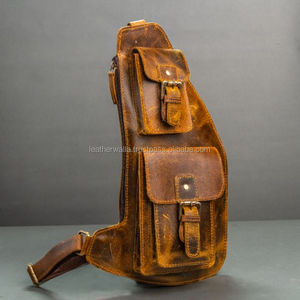 Genuine Leather Vintage Handmade Crossbody chest bag Casual Shoulder <b>Purse</b> Customized Sling <b>Backpack</b> Fanny Pack - Product Image 2