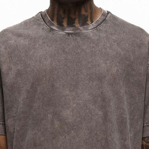 Camiseta de peso pesado de gran tamaño con lavado ácido para hombre, camiseta Formal de estilo sólido con logotipo personalizado, camiseta al por mayor - Product Image 6