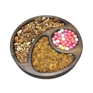 Plateau de service en bois multi-sectionnel fabriqué à la main Plateau à collation en bois naturel pour fruits secs Floral solide pour les fêtes - Product Image 6
