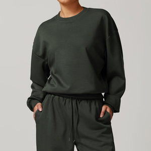 Sweat-shirt à col rond personnalisé pour femme, hauts décontractés, tenues confortables pour l'automne, vêtements d'hiver 2024, pull ample 100% coton, devant - Product Image 4