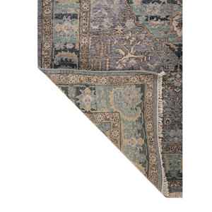 Alfombra de Lana Azul Anudada a Mano con Patrón de Medallón Someplace in Time para el Hogar - Alfombras Jaipur Modelo ZA Ea-3006 (Cs-01) - Product Image 5