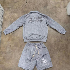 Vente en gros d'usine de short de survêtement d'été à fermeture éclair, ensemble 2 pièces avec logo personnalisable, ensemble de shorts de sport pour hommes - Product Image 1