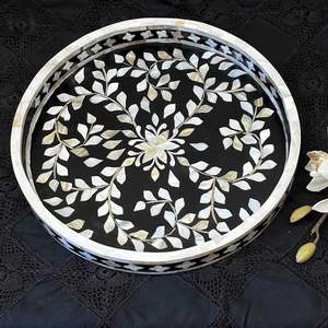 Plateau de luxe en os incrusté de style Art déco indien, artisanal, de qualité supérieure, pour mariage, Ramadan et Eid - Product Image 3