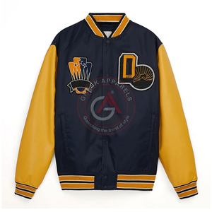 Wholesale Custom Embroidered Best Quality Patches Lettermen <b>Jacket</b> Wool Body <b>Long</b> Sleeves Baseball Varsity <b>Jacket</b> - Product Image 4
