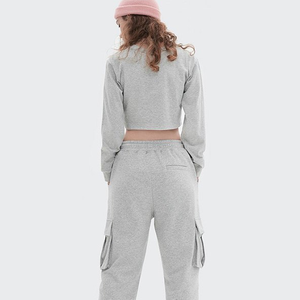 Conjunto de 2 Piezas de Top Corto y Pantalones Cortos Casuales de Algodón 100% Ecológico para Mujer, con Logotipo Personalizado de Alta Calidad y MOQ Bajo - Product Image 3