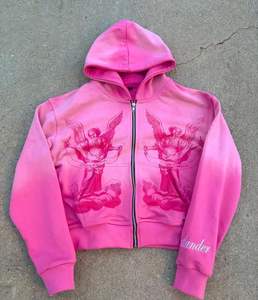 QYOURECLO personalizado desgastado cremallera con cuentas transpirables sudaderas con capucha amarillo 100% algodón Terry Sun Faded hombres DTG bordado invierno - Product Image 4