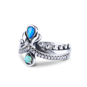 แหวนโอปอลทรงหยดน้ำประดับมุกเมอร์เมดชุบทอง 18K ยี่ห้อ Jeulia พร้อมเพชรโมอิสซาไนต์รับรองโดย GRS - Product Image 2