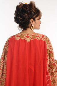 Caftán Georgette Rojo Con Trabajo Zari - Product Image 2