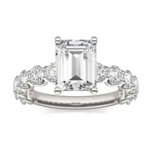 Elegante corte esmeralda Moissanite diamante 925 anillo de compromiso de plata esterlina joyería clásica para bodas fiestas regalos - Product Image 1