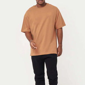 Camisetas de algodón de gran tamaño, camisetas de manga corta teñidas lisas, camisetas serigrafiadas de tela transpirable de alta calidad para hombre - Product Image 3