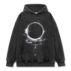 Sudadera con capucha de lavado ácido de lujo para hombre, 100% de algodón, ropa de calle informal de alta calidad, Sudadera con cuello con capucha de patrón sólido - Product Image 1