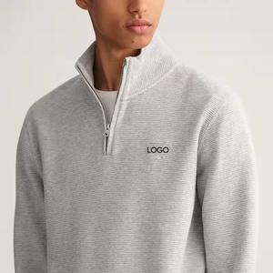 Hot Sale Breathable Custom <b>Black</b> Waffle <b>Oversize</b> 1/4 Zip Pullover Funnel Neck Half-Zip Sweatshirt Men's <b>Hoodies</b> - Product Image 1