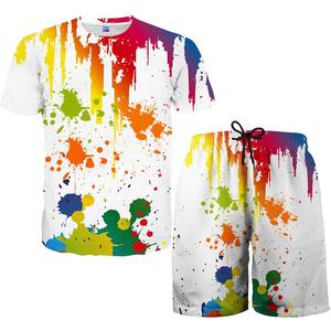 Ensemble T-shirt et short assorti en coton mélangé, décontracté, confortable, léger, pour l'été, tenue en deux pièces - Product Image 5