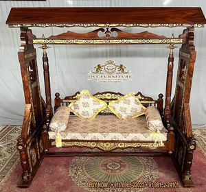 Columpio de Pilar Jali tallado a mano completo para sala de estar Columpio de madera antiguo hecho a mano para el hogar Columpio tallado a mano tradicional EE. UU. - Product Image 6