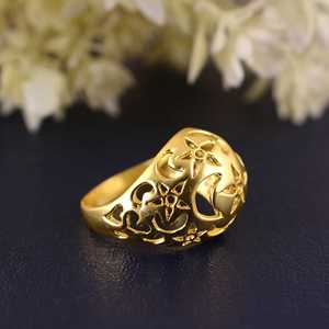 Unique Design Boho Celestial <b>Ring</b> Brass <b>Rings</b> For Women 18K Gold Plated Star Cutout <b>Dome</b> Band <b>Ring</b> for Wholesale/OEM/ODM - Product Image 3