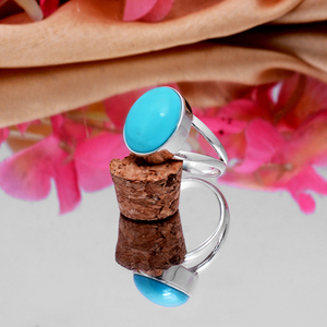 Christmas <b>Gift</b> 925 Silver Double Band Rings 15x11mm Oval Turquoise Gemstone 5.7 Gms Classic <b>Sleeping</b> Beauty Cabochon Jewellery - Product Image 2